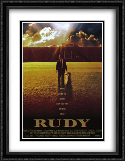 Rudy 28x36 Black Ornate Wood Framed Movie Poster with Double Matting
