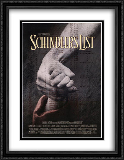 Schindler's List 28x36 Black Ornate Wood Framed Movie Poster with Double Matting