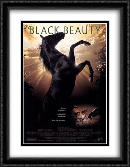 Black Beauty 28x36 Black Ornate Wood Framed Movie Poster with Double Matting