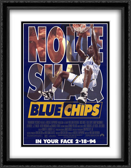Blue Chips 28x36 Black Ornate Wood Framed Movie Poster with Double Matting