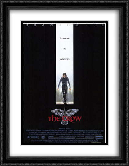 The Crow 28x36 Black Ornate Wood Framed Movie Poster with Double Matting
