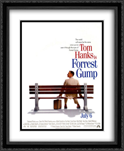 Forrest Gump 28x34 Black Ornate Wood Framed Movie Poster with Double Matting