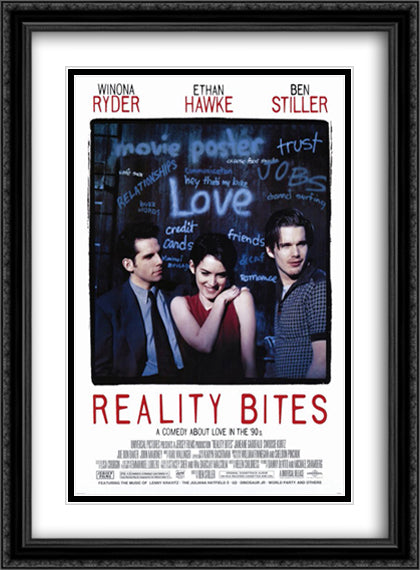 Reality Bites 28x38 Black Ornate Wood Framed Movie Poster with Double Matting
