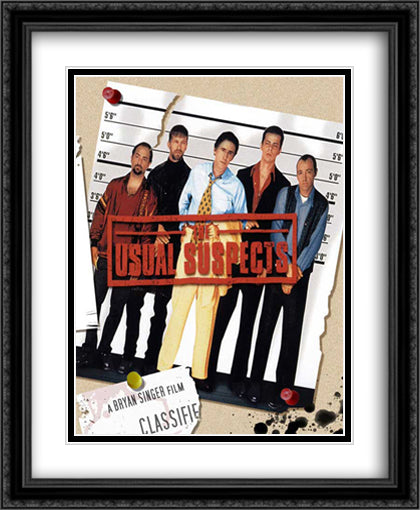 The Usual Suspects 28x34 Black Ornate Wood Framed Movie Poster with Double Matting