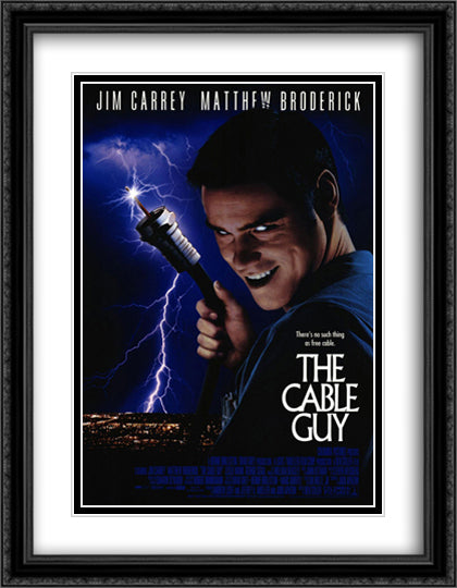 The Cable Guy 28x36 Black Ornate Wood Framed Movie Poster with Double Matting