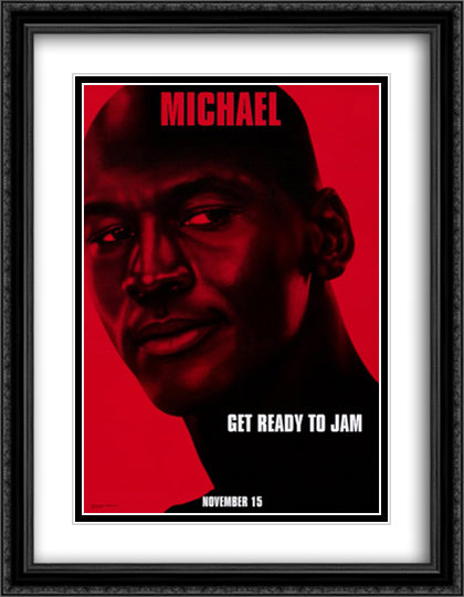 Space Jam 28x36 Black Ornate Wood Framed Movie Poster with Double Matting