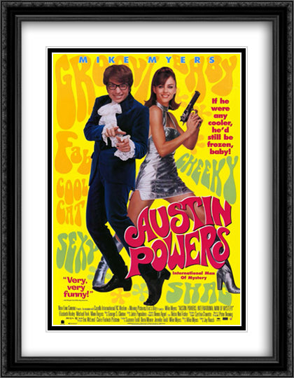 Austin Powers International Man of Mystery 28x36 Black Ornate Wood Framed Movie Poster with Double Matting