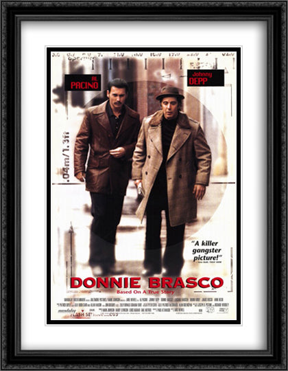 Donnie Brasco 28x36 Black Ornate Wood Framed Movie Poster with Double Matting