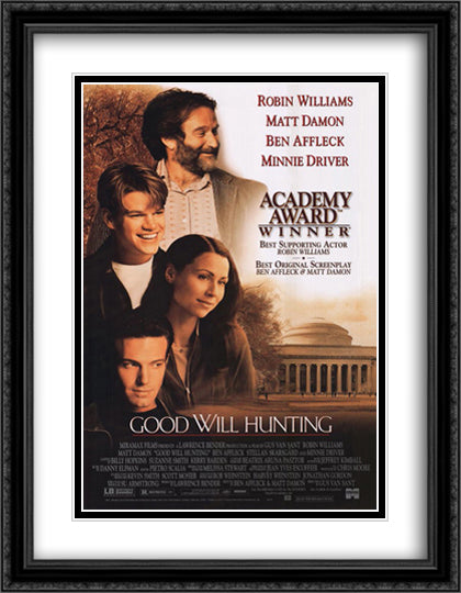 Good Will Hunting 28x36 Black Ornate Wood Framed Movie Poster with Double Matting