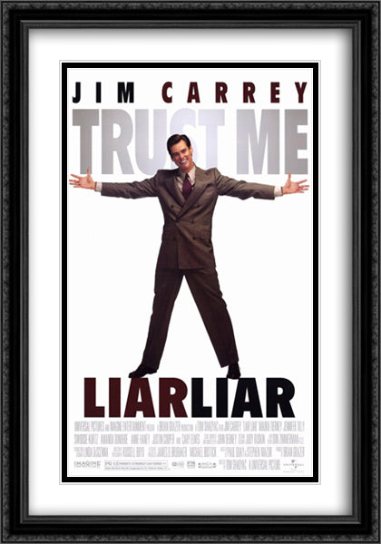 Liar Liar 28x40 Black Ornate Wood Framed Movie Poster with Double Matting