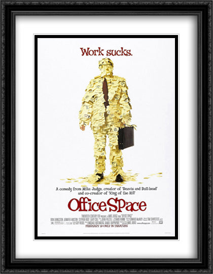 Office Space 28x36 Black Ornate Wood Framed Movie Poster with Double Matting
