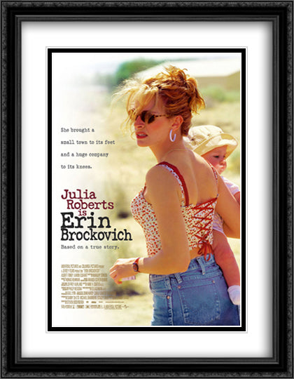 Erin Brockovich 28x36 Black Ornate Wood Framed Movie Poster with Double Matting