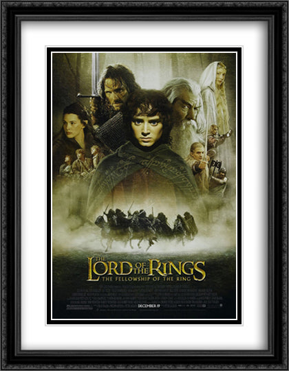 Lord of the Rings 28x36 Black Ornate Wood Framed Movie Poster with Double Matting