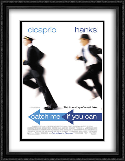 Catch Me If You Can 28x36 Black Ornate Wood Framed Movie Poster with Double Matting