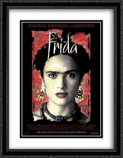 Frida 28x36 Black Ornate Wood Framed Movie Poster with Double Matting
