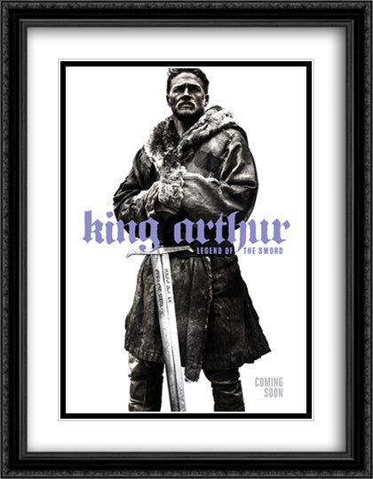 King Arthur Legend of the Sword 28x36 Black Ornate Wood Framed Movie Poster with Double Matting