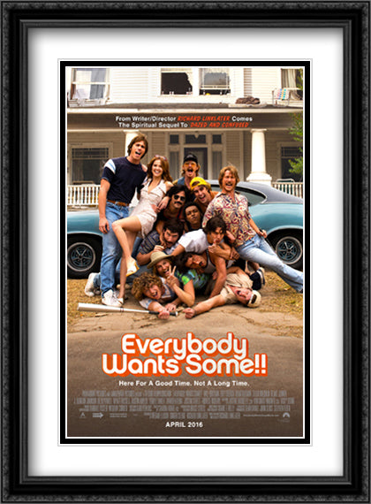Everybody Wants Some!! 28x38 Black Ornate Wood Framed Movie Poster with Double Matting