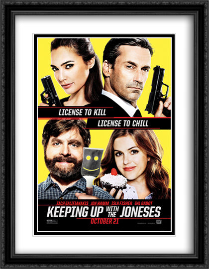 Keeping Up With the Joneses 28x36 Black Ornate Wood Framed Movie Poster with Double Matting