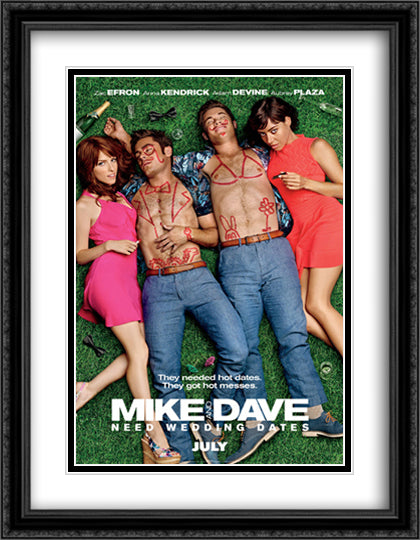 Mike and Dave Need Wedding Dates 28x36 Black Ornate Wood Framed Movie Poster with Double Matting