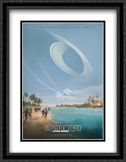 Rogue One A Star Wars Story 28x36 Black Ornate Wood Framed Movie Poster with Double Matting