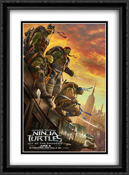 Teenage Mutant Ninja Turtles 28x38 Black Ornate Wood Framed Movie Poster with Double Matting