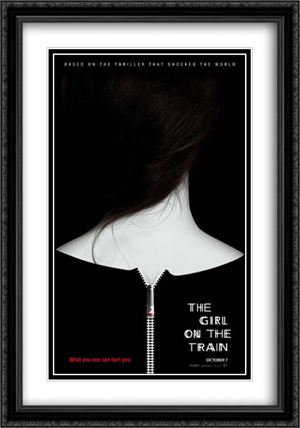 The Girl on the Train 28x40 Black Ornate Wood Framed Movie Poster with Double Matting