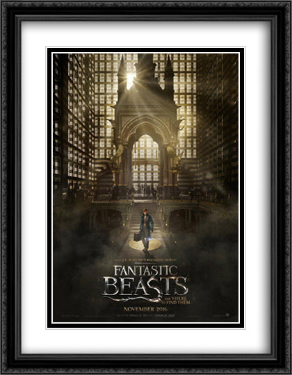 Fantastic Beasts and Where to Find Them 28x36 Black Ornate Wood Framed Movie Poster with Double Matting