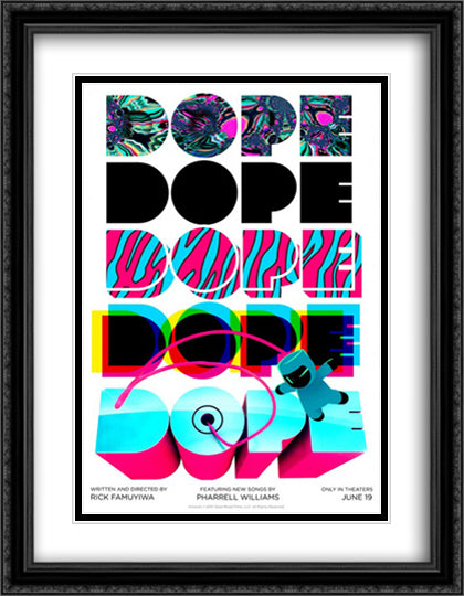 Dope 28x36 Black Ornate Wood Framed Movie Poster with Double Matting