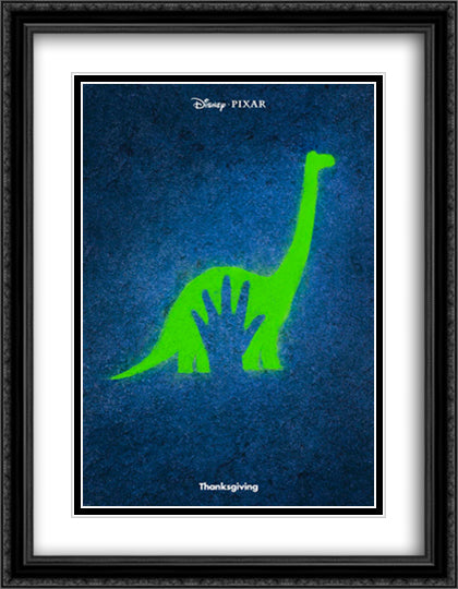 The Good Dinosaur 28x36 Black Ornate Wood Framed Movie Poster with Double Matting