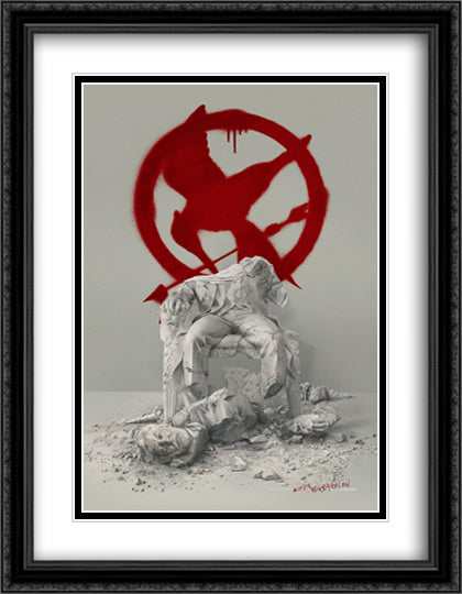 The Hunger Games Mockingjay 28x36 Black Ornate Wood Framed Movie Poster with Double Matting