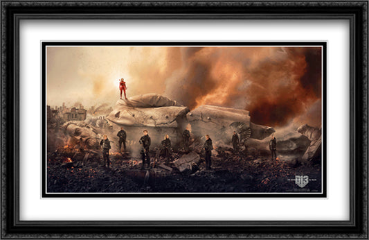 The Hunger Games Mockingjay 40x26 Black Ornate Wood Framed Movie Poster with Double Matting