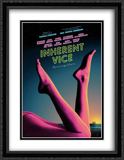 Inherent Vice 28x36 Black Ornate Wood Framed Movie Poster with Double Matting