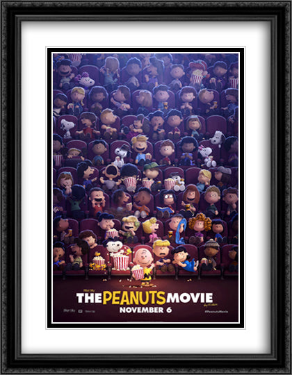 The Peanuts Movie 28x36 Black Ornate Wood Framed Art Print Poster with Double Matting by Peanuts