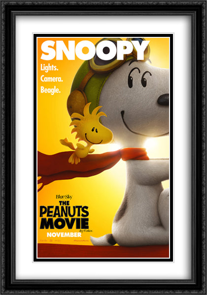 The Peanuts Movie 28x40 Black Ornate Wood Framed Art Print Poster with Double Matting by Peanuts