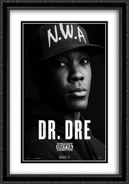 Straight Outta Compton 28x40 Black Ornate Wood Framed Movie Poster with Double Matting