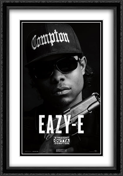 Straight Outta Compton 28x40 Black Ornate Wood Framed Movie Poster with Double Matting