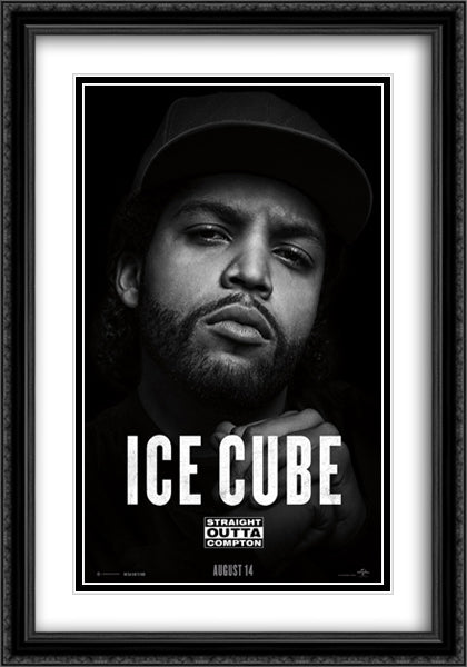 Straight Outta Compton 28x40 Black Ornate Wood Framed Movie Poster with Double Matting