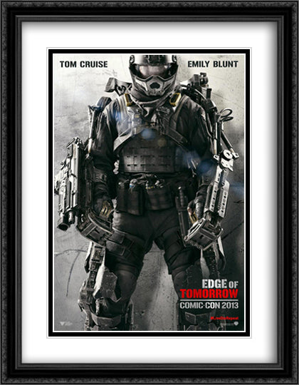 Edge of Tomorrow 28x36 Black Ornate Wood Framed Movie Poster with Double Matting