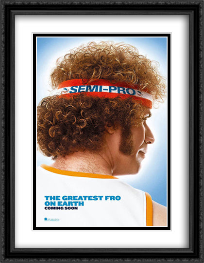 Semi Pro 28x36 Black Ornate Wood Framed Movie Poster with Double Matting