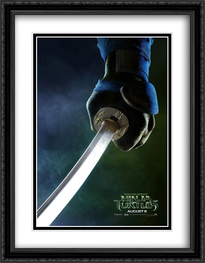Teenage Mutant Ninja Turtles 28x36 Black Ornate Wood Framed Movie Poster with Double Matting