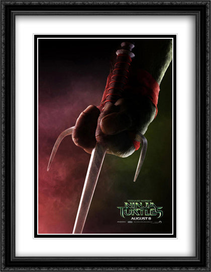 Teenage Mutant Ninja Turtles 28x36 Black Ornate Wood Framed Movie Poster with Double Matting