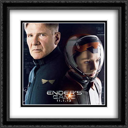 Ender's Game 28x28 Black Ornate Wood Framed Movie Poster with Double Matting