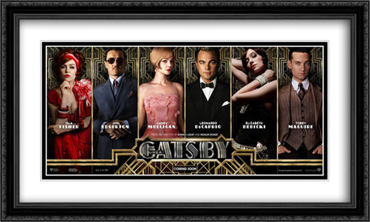 The Great Gatsby 40x24 Black Ornate Wood Framed Movie Poster with Double Matting