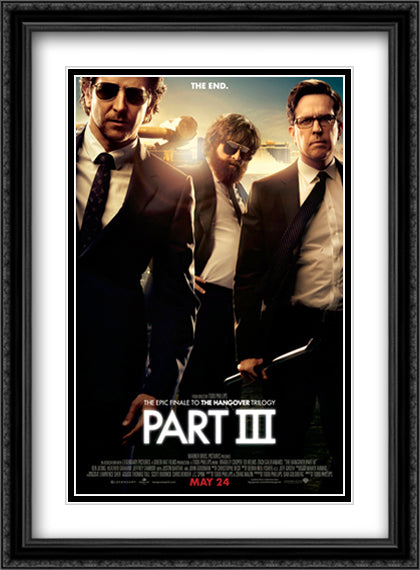The Hangover Part III 28x38 Black Ornate Wood Framed Movie Poster with Double Matting