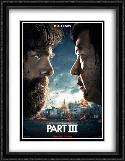 The Hangover Part III 28x36 Black Ornate Wood Framed Movie Poster with Double Matting