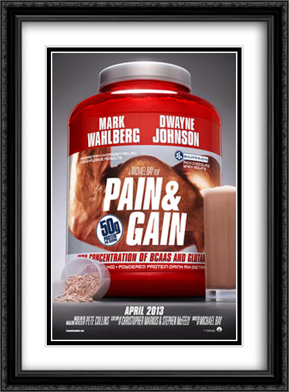 Pain & Gain 28x38 Black Ornate Wood Framed Movie Poster with Double Matting