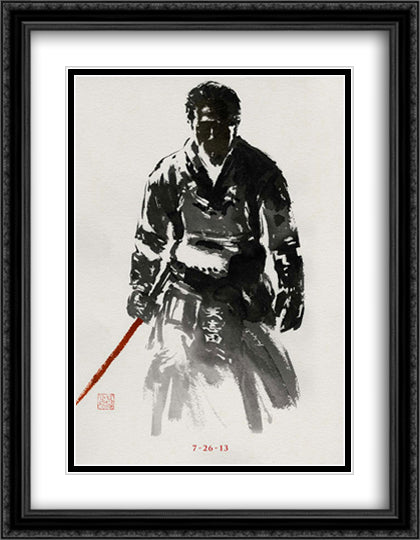 The Wolverine 28x36 Black Ornate Wood Framed Movie Poster with Double Matting