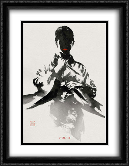 The Wolverine 28x36 Black Ornate Wood Framed Movie Poster with Double Matting