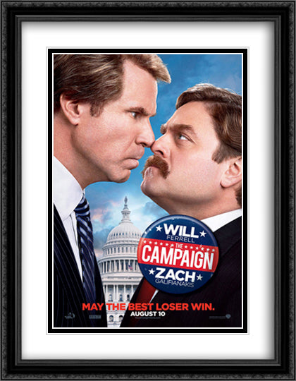The Campaign 28x36 Black Ornate Wood Framed Movie Poster with Double Matting