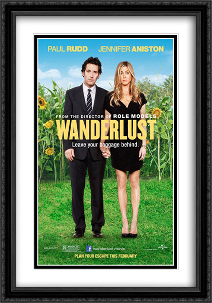 Wanderlust 28x40 Black Ornate Wood Framed Movie Poster with Double Matting